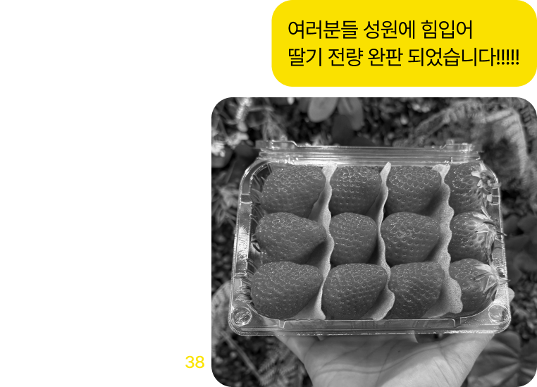 여러분들 성원에 힘입어 딸기 전량 완판되었습니다!